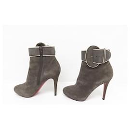 Christian Louboutin-NEW CHRISTIAN LOUBOUTIN TROTTINETTE ANKLE SHOES 120 38.5 SHOES-Grey