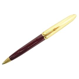 Cartier-VINTAGE STYLO BILLE CARTIER PASHA PLAQUE OR LAQUE BORDEAUX ECRIN BALLPOINT-Doré