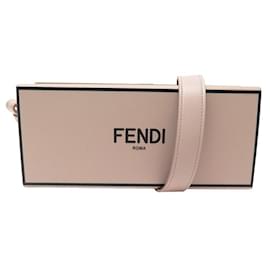 Fendi-NEW FENDI HORIZONTAL BOX POUCH HANDBAG 8BT340 HAND BAG STRAP-Pink