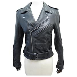 Ralph Lauren-NEW RALPH LAUREN PERFECTO BIKER JACKET 211753241001 XS 34 LEATHER JACKET-Black