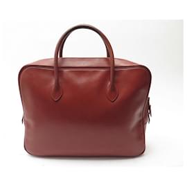 Hermès-HERMES EIFFEL HANDBAG IN BRICK RED BOX LEATHER PURSE BRIEFCASE HAND BAG-Red