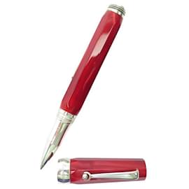Autre Marque-MONTEGRAPPA PEN 1912 RED & SILVER RESIN ROLLERBALL 925 RED BALLPOINT PEN-Red