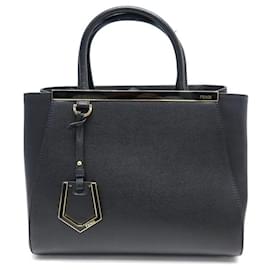 Fendi-NEUE FENDI CABAS HANDTASCHE 2 PM-TAGE 8BH253 HANDTASCHE AUS SCHWARZEM LEDER-Schwarz