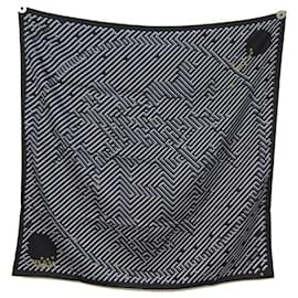 Hermès-NEW HERMES PARCOURS D'H SCARF 002720S IN BLACK SILK BLACK NEW SILK SCARF-Black