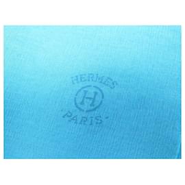 Hermès-HERMES PLUME STOLE IN CASHMERE & TURQUOISE SILK SCARF FOULARD SCARF-Turquoise