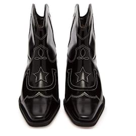 Ganni-GANNI black Meg 50 Leather ankle boots-Black