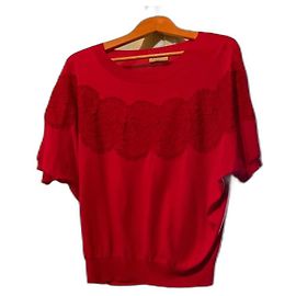 Top Lanvin Rojo de Algodón con Manga Corta Roja