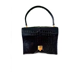 Raro modello G8 Hermès in coccodrillo nero Nero