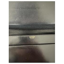 Hermès-Piano de couro liso preto-Preto