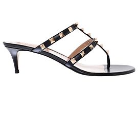 Valentino Garavani Black Leather Sandals Black