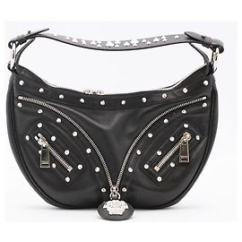 Borsa a tracolla VERSACE Hobo Small Repeat Nero Argento