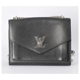 Louis Vuitton-LOUIS VUITTON MYLOCKME Handbag Leather Black-Black,Silvery