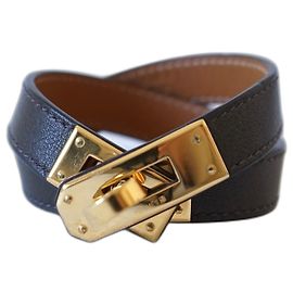 Hermès Hermes Kelly forrado pulseira de turnê Marrom Caqui