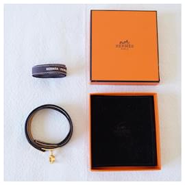 Hermès-Bracelet de visite doublé Hermes Kelly-Marron,Kaki
