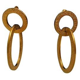 Brincos dourados DOLCE & GABBANA com círculo alongado e logotipo Dourado