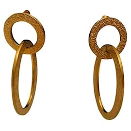 Dolce & Gabbana-DOLCE & GABBANA golden earrings with elongated circle and logo-Golden