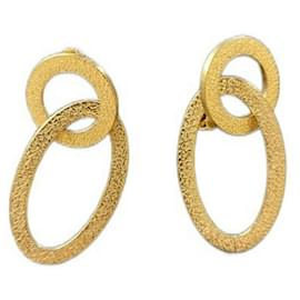 Dolce & Gabbana-DOLCE & GABBANA golden earrings with elongated circle and logo-Golden
