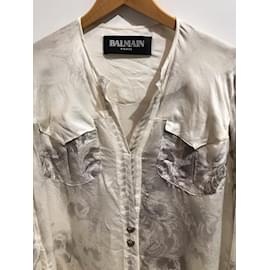 Balmain-BALMAIN  Tops T.International M Silk-White