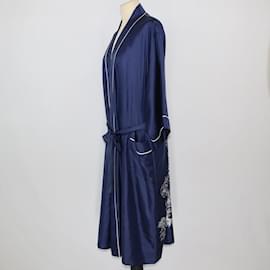 Dior-Robe ceinturée imprimée bleue Dior-Bleu