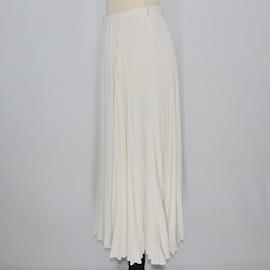 Valentino-Falda larga plisada color crema-Crudo