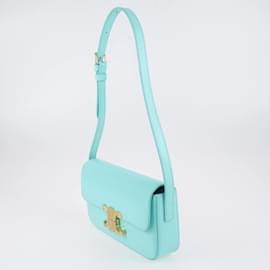 Céline-Celine Turquoise Triophe Handle Bag-Turquoise