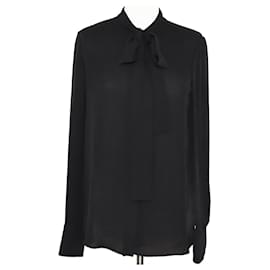 Valentino-Black Neck Tie Detail Shirt-Black