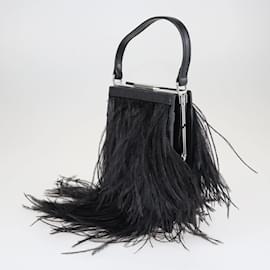 Autre Marque-Black Ostrich Feather Bag-Black