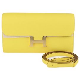 Gelbe Hermès-Constance-Long-To-Go-Geldbörse Gelb