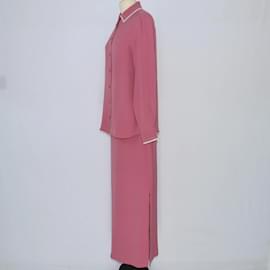 Loro Piana-Rosa/Conjunto de camisa e saia creme de manga comprida-Rosa