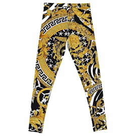 Versace Tricolor bedruckte Skinny-Leg-Hose Kamel