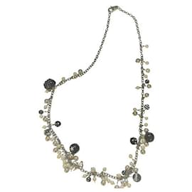 Dolce & Gabbana-Stupenda collana DOLCE & GABBANA acciaio con perle nere, bianche, cuore-Arancione