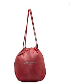 Saint Laurent-Saint Laurent Red Small Teddy Bucket Bag-Red