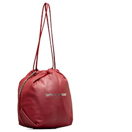 Saint Laurent-Saint Laurent Red Small Teddy Bucket Bag-Red