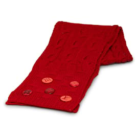 Louis Vuitton-Louis Vuitton Red Echarpe Constance Muffler Wool Scarf-Red