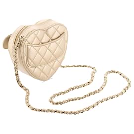Chanel-Chanel Gold Mini CC in Love Heart Umhängetasche-Golden