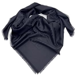 Givenchy-Châle en soie et laine noire Givenchy  4G partout-Noir