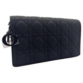 Christian Dior-Black Lady Dior clutch bag with ultra-matte finish-Black