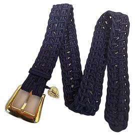 cinturón vintage de Yves Saint Laurent con adornos azules Dorado Azul marino