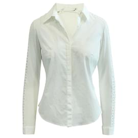 Autre Marque-White Shirt with Crochet Elements-White,Cream