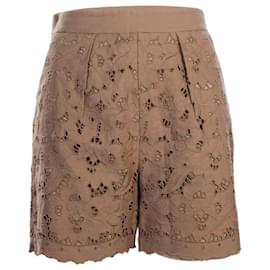 Stella Mc Cartney-Brown Short With Embroided Details-Brown