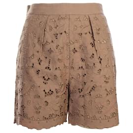 Stella Mc Cartney-Brown Short With Embroided Details-Brown