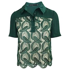Autre Marque-Green Short Sleeve Shirt with Lace-Green