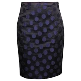 Autre Marque-Black Pencil Skirt with Blue Dots-Multiple colors,Other