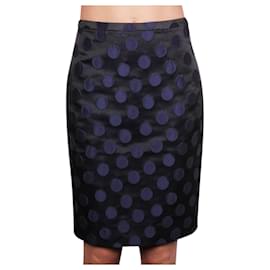 Autre Marque-Black Pencil Skirt with Blue Dots-Multiple colors,Other
