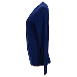 Tommy Hilfiger-Jersey de cuello redondo de algodón con ribetes para hombre-Azul