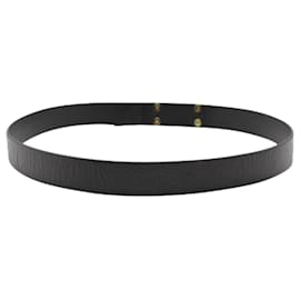 Diane Von Furstenberg-Black Leather Belt with Gold Feature Hardware-Black