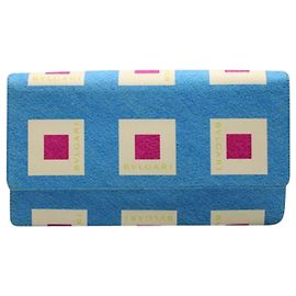 Bulgari Vintage Blue Print Satin Clutch Blau
