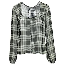 Reformation-Camisa semitransparente con estampado gris-Gris