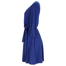 Tommy Hilfiger-Vestido feminino Tommy Hilfiger manga três quartos com ajuste e flare em poliéster azul-Azul