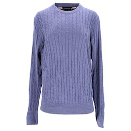 Tommy Hilfiger-Pull en tricot torsadé pour hommes-Bleu